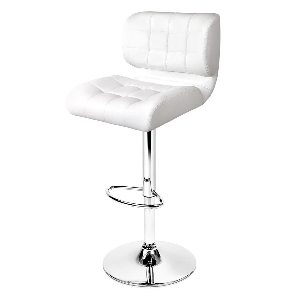 Toddles 2 x PU Leather Gas Lift Bar Stools - White - House Things Furniture > Bar Stools & Chairs