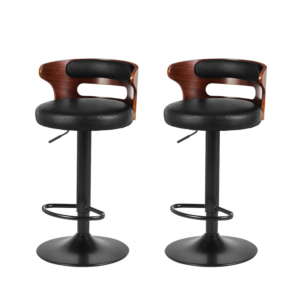 Alice Set of 2 Bar Stools Kitchen Wooden Gas Lift - House Things Furniture > Bar Stools & Chairs