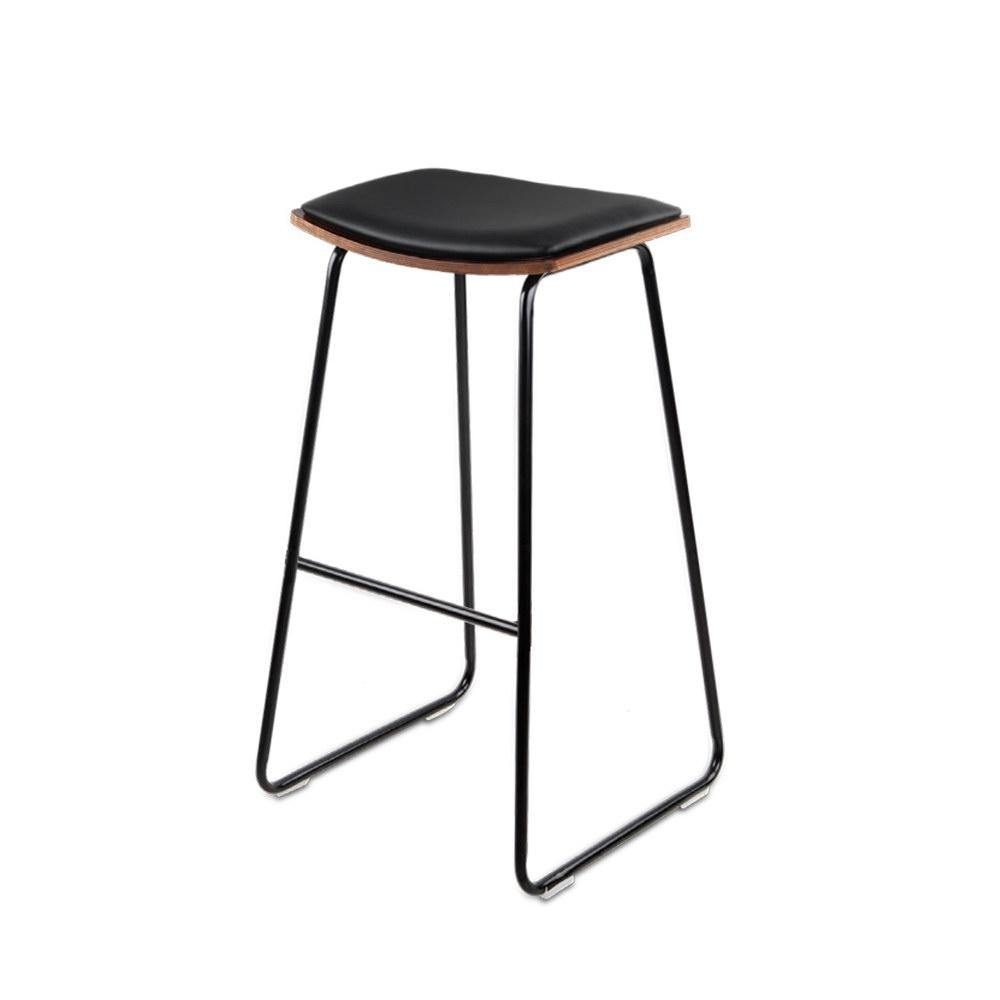 Cooper 2 x Backless Leather Bar Stools - Black - House Things Furniture > Bar Stools & Chairs