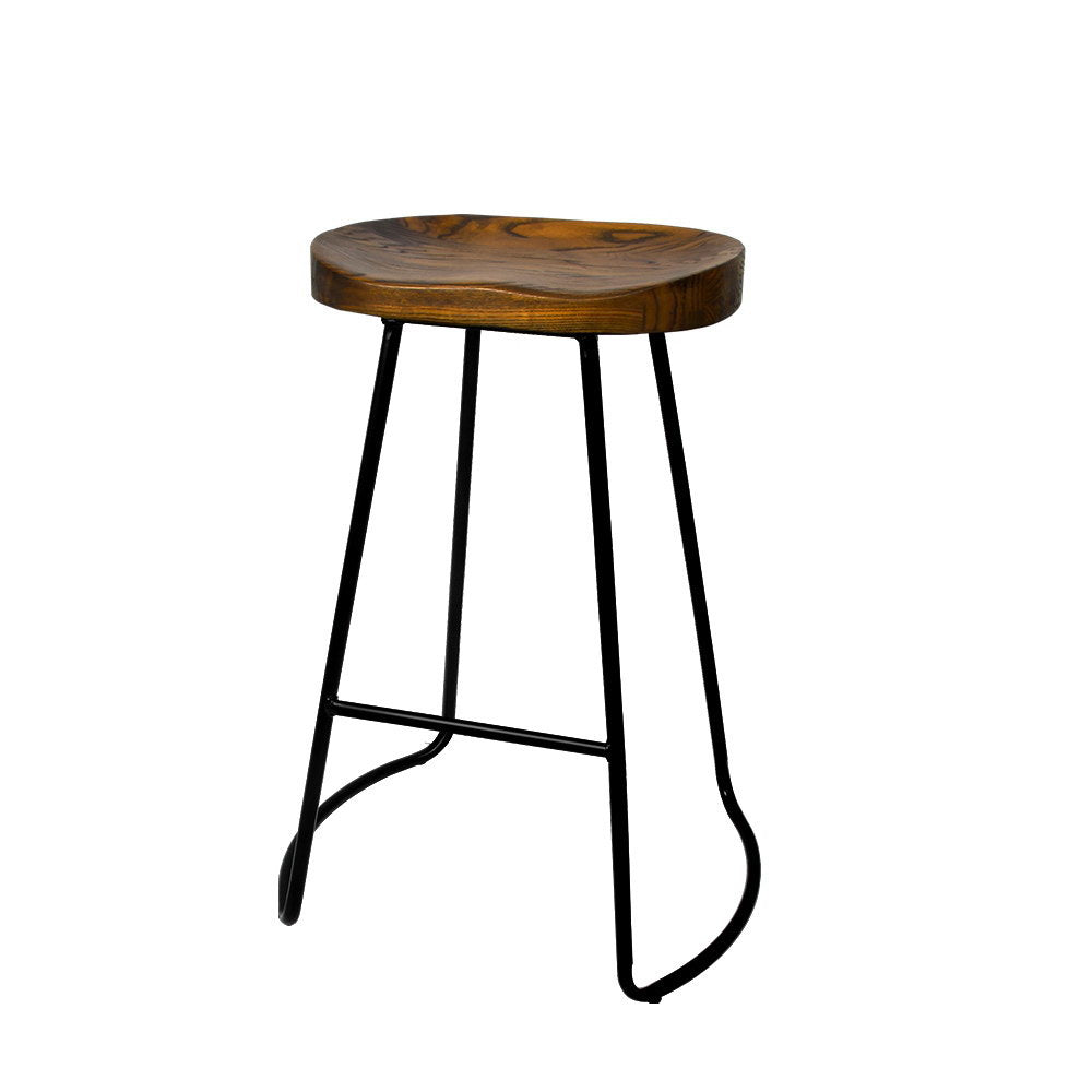 Sally 2 x Wooden Backless Bar Stools - Black 65cm - House Things Furniture > Bar Stools & Chairs
