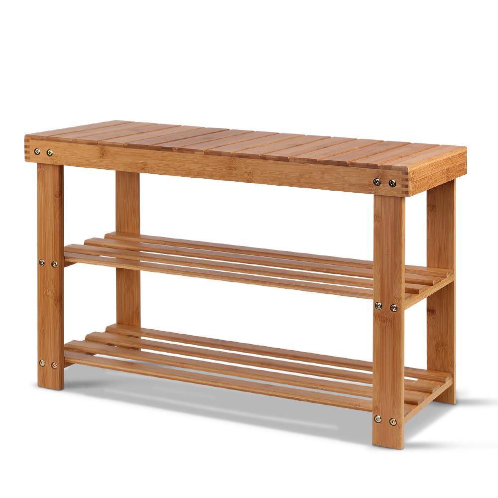 Bamboo Shoe Rack Wooden Seat Bench Stool - House Things Furniture > Living Room