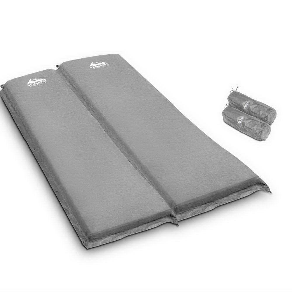 Weisshorn Self Inflating Mattress Camping Sleeping Mat Air Bed Pad Double Grey 10CM Thick - House Things Outdoor > Camping