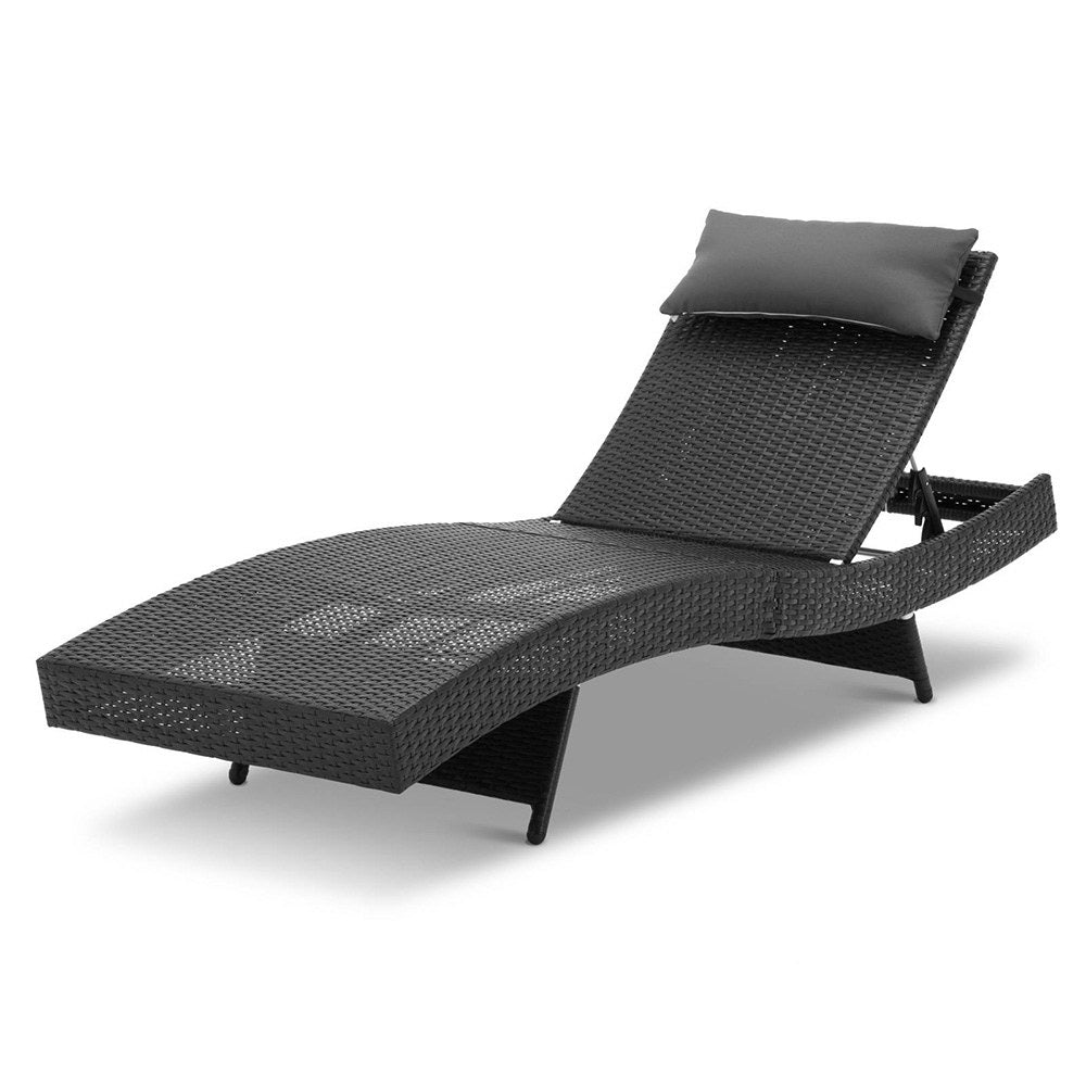 Outdoor Wicker Sun Lounge - Black - House Things Furniture > Outdoor