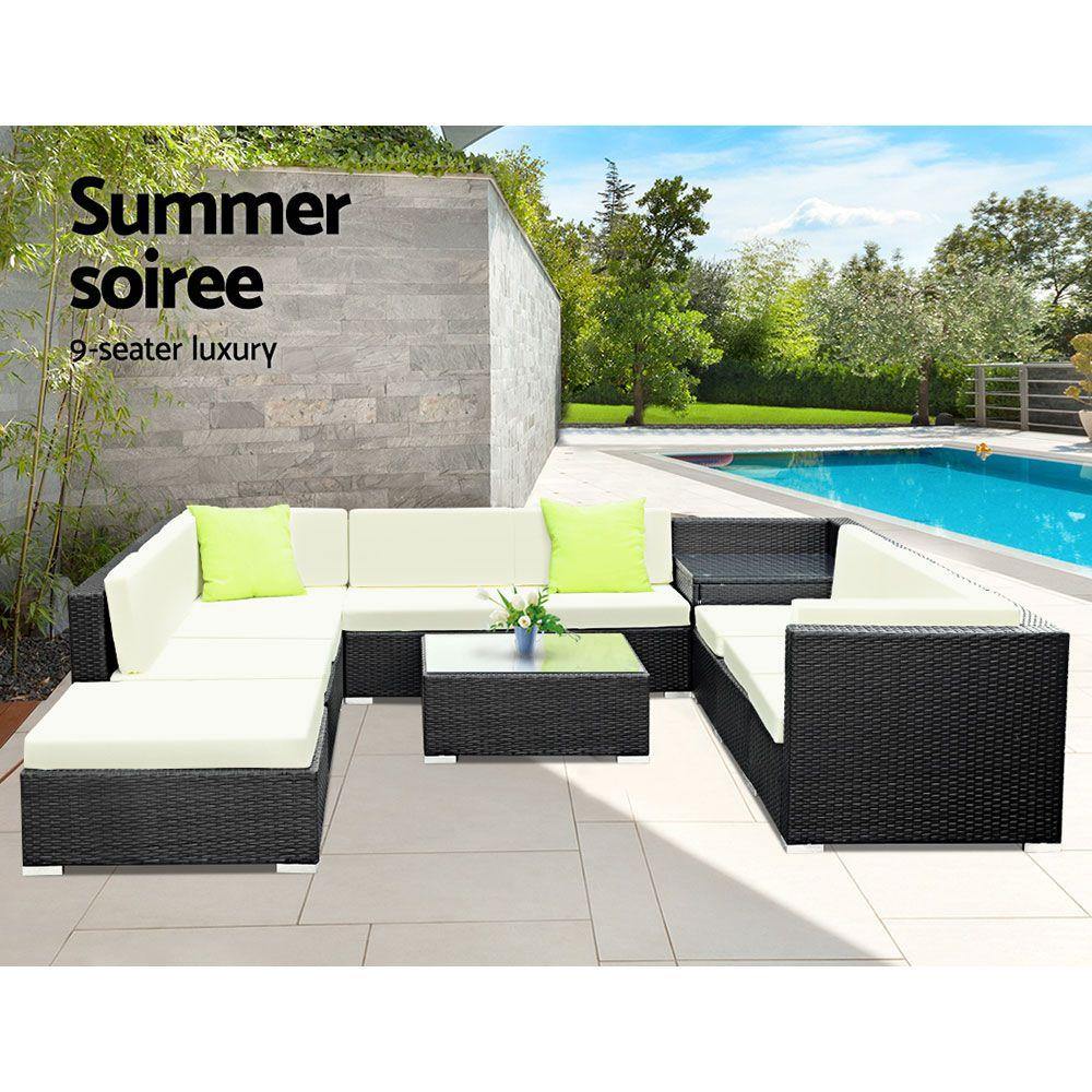 11PC Outdoor Furniture Sofa Set Wicker - House Things Furniture > Outdoor