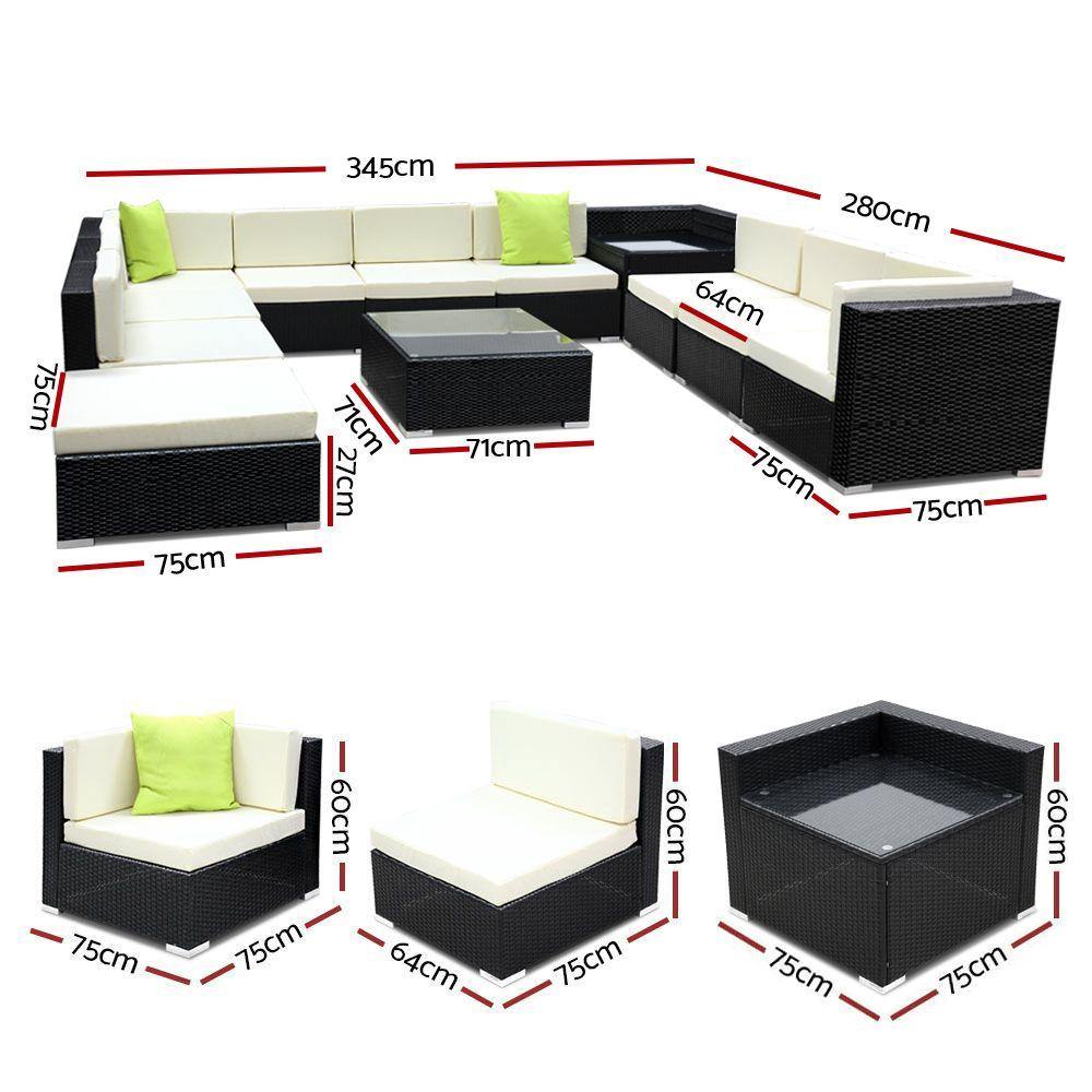 12PC Sofa Set with Storage Cover Outdoor Furniture Wicker - House Things Furniture > Outdoor