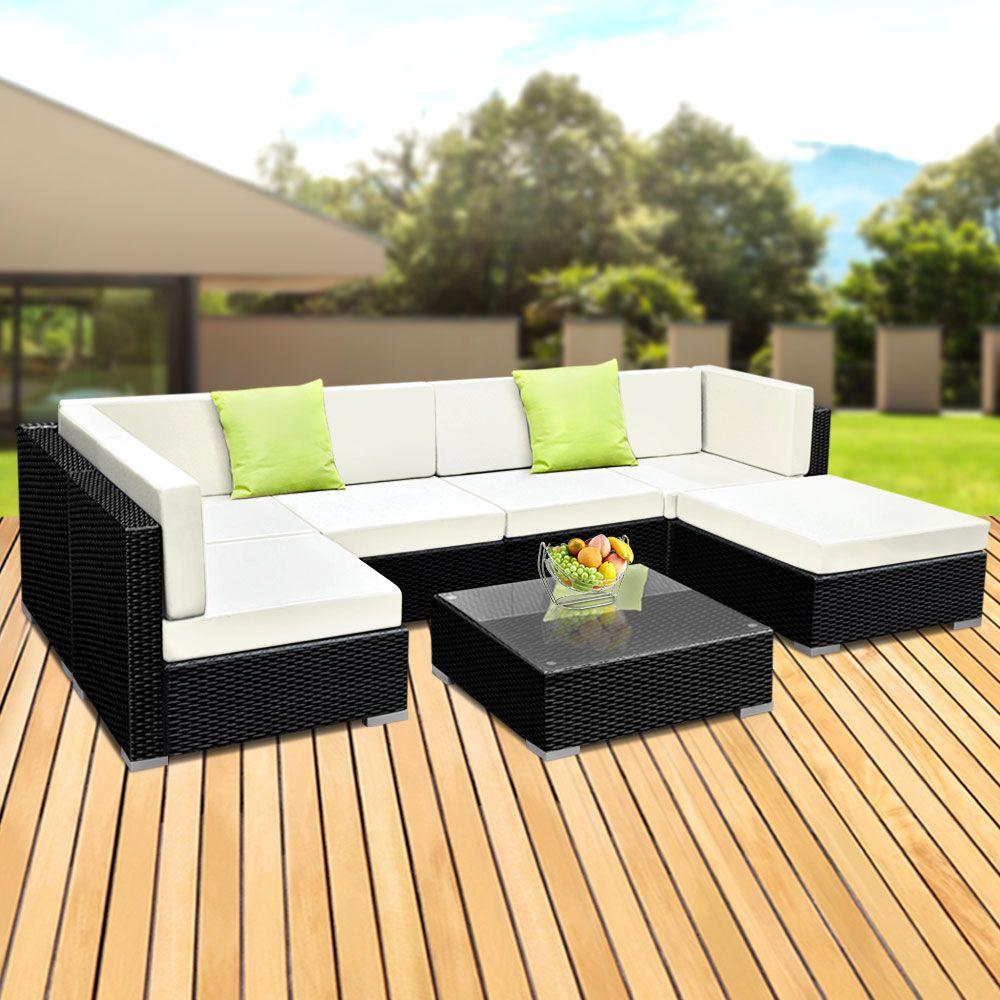 7PC Outdoor Furniture Sofa Set Wicker Garden Patio Pool Lounge - House Things Furniture > Outdoor