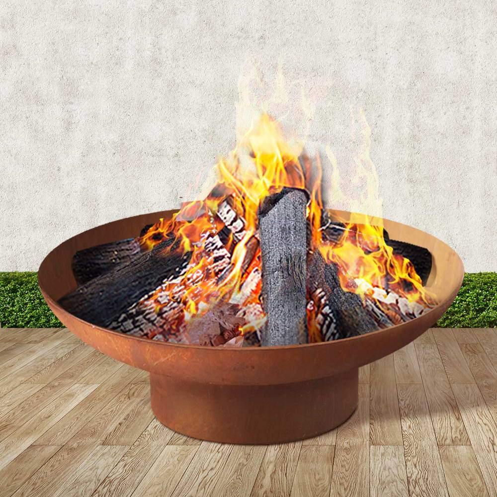 Rustic Fire Pit Vintage Campfire Wood Burner Rust Outdoor Iron Bowl 70CM - House Things Home & Garden > Firepits