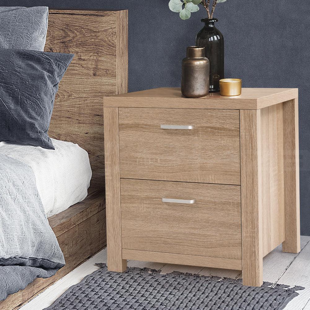 Bedside Table Drawers Beige Wood - House Things Brand > Artiss