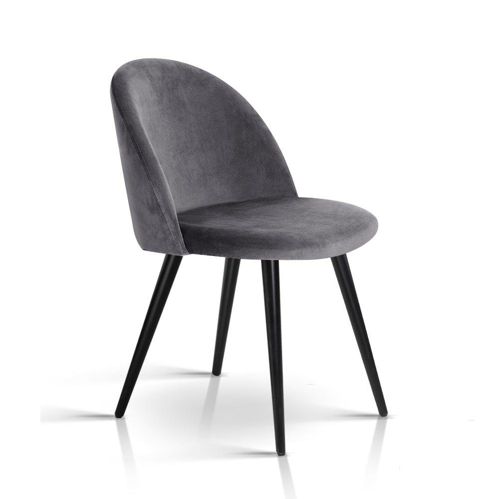 2 x Stanley Velvet Modern Dining Chair - Dark Grey - House Things Furniture > Dining