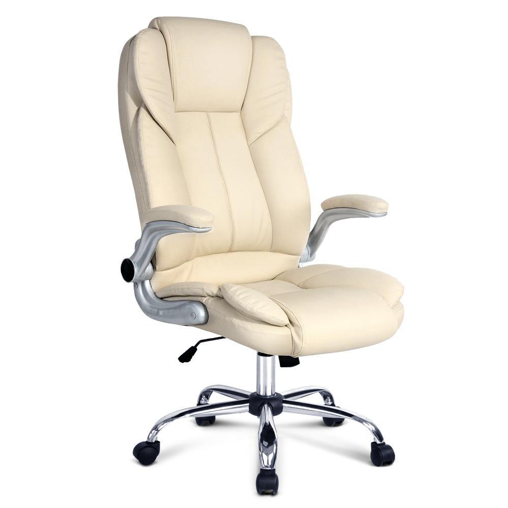 Executive Leather Office Chair - Beige - House Things Furniture > Office