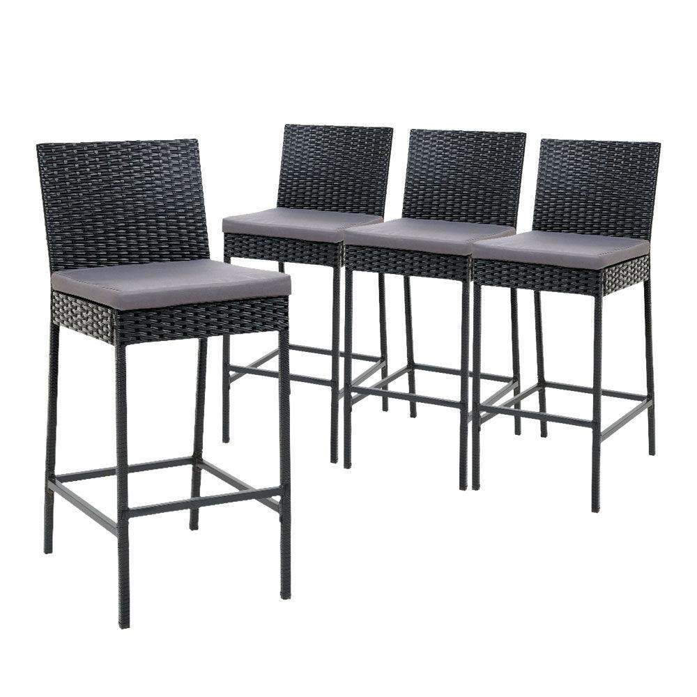 4 x Outdoor Bar Stools Dining Chairs Rattan Furniture - House Things Furniture > Outdoor