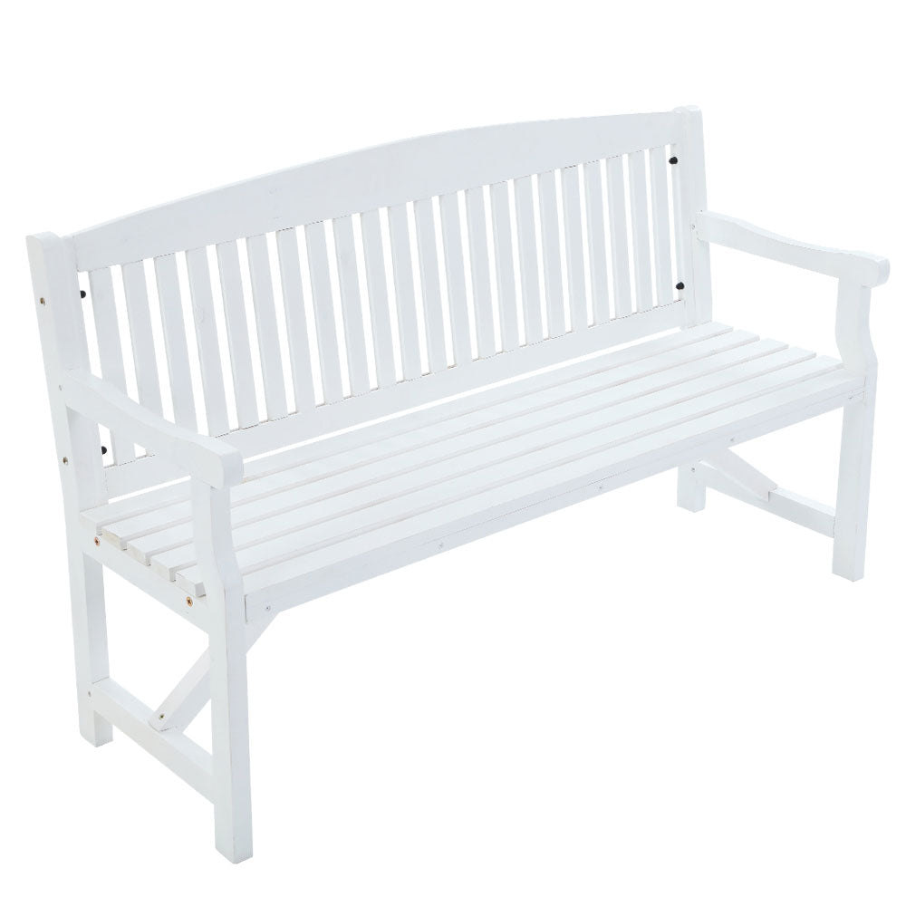 White Wooden Garden Bench 3 Seater - House Things Furniture > Outdoor