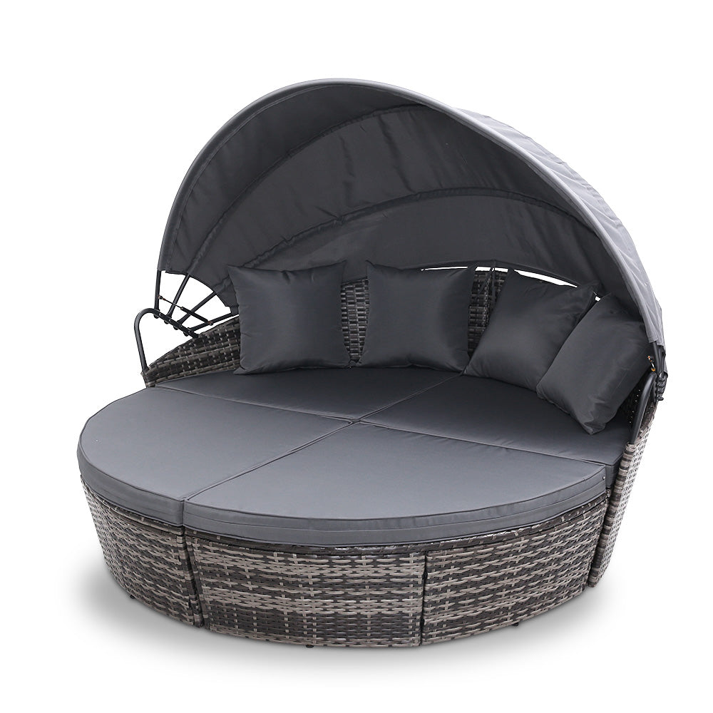 Outdoor Lounge Sofa Wicker Cushion Grey - House Things Furniture > Outdoor