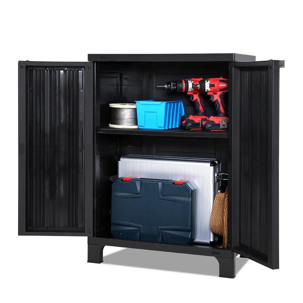 Lockable Outdoor Storage Cabinet Cupboard Black - House Things Home & Garden > Storage