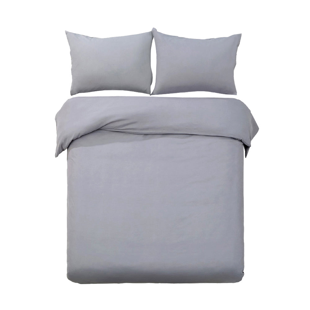 Queen Size Classic Quilt Cover Set - Grey - House Things Home & Garden > Bedding