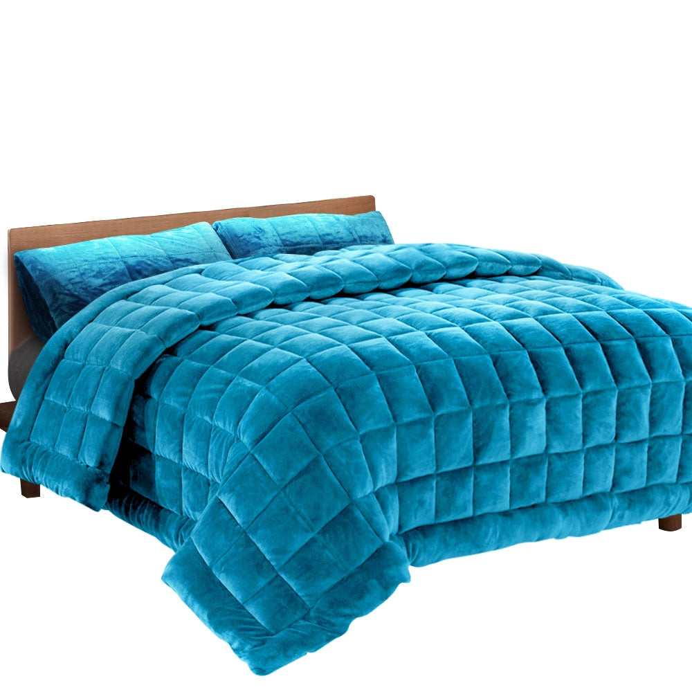Giselle Bedding Faux Mink Quilt King Size Teal - House Things Home & Garden > Bedding