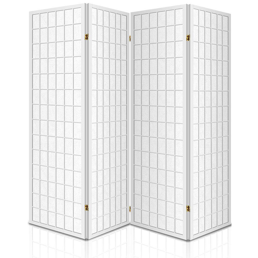 4 Panel Wooden Room Divider - White - House Things Furniture > Living Room