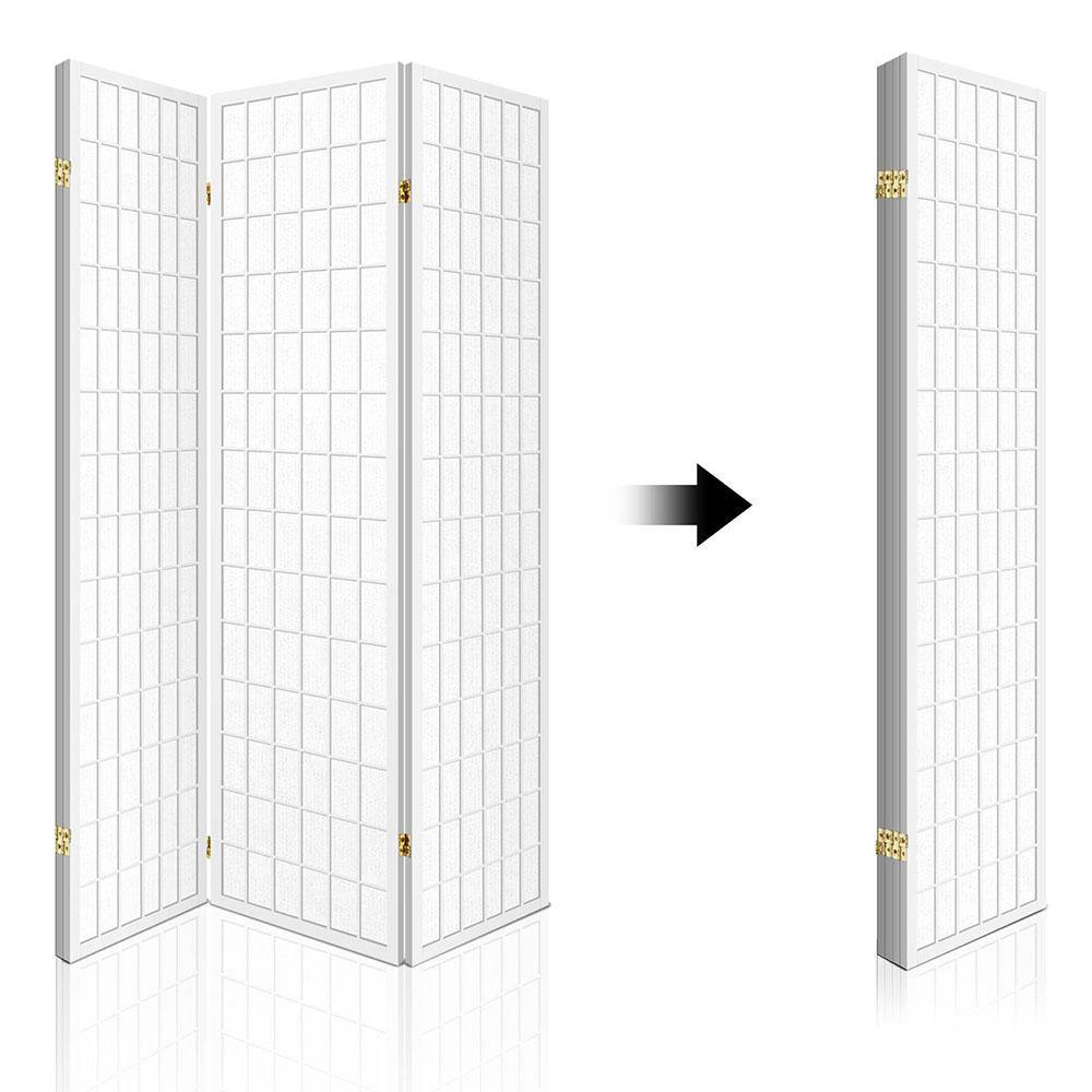 4 Panel Wooden Room Divider - White - House Things Furniture > Living Room