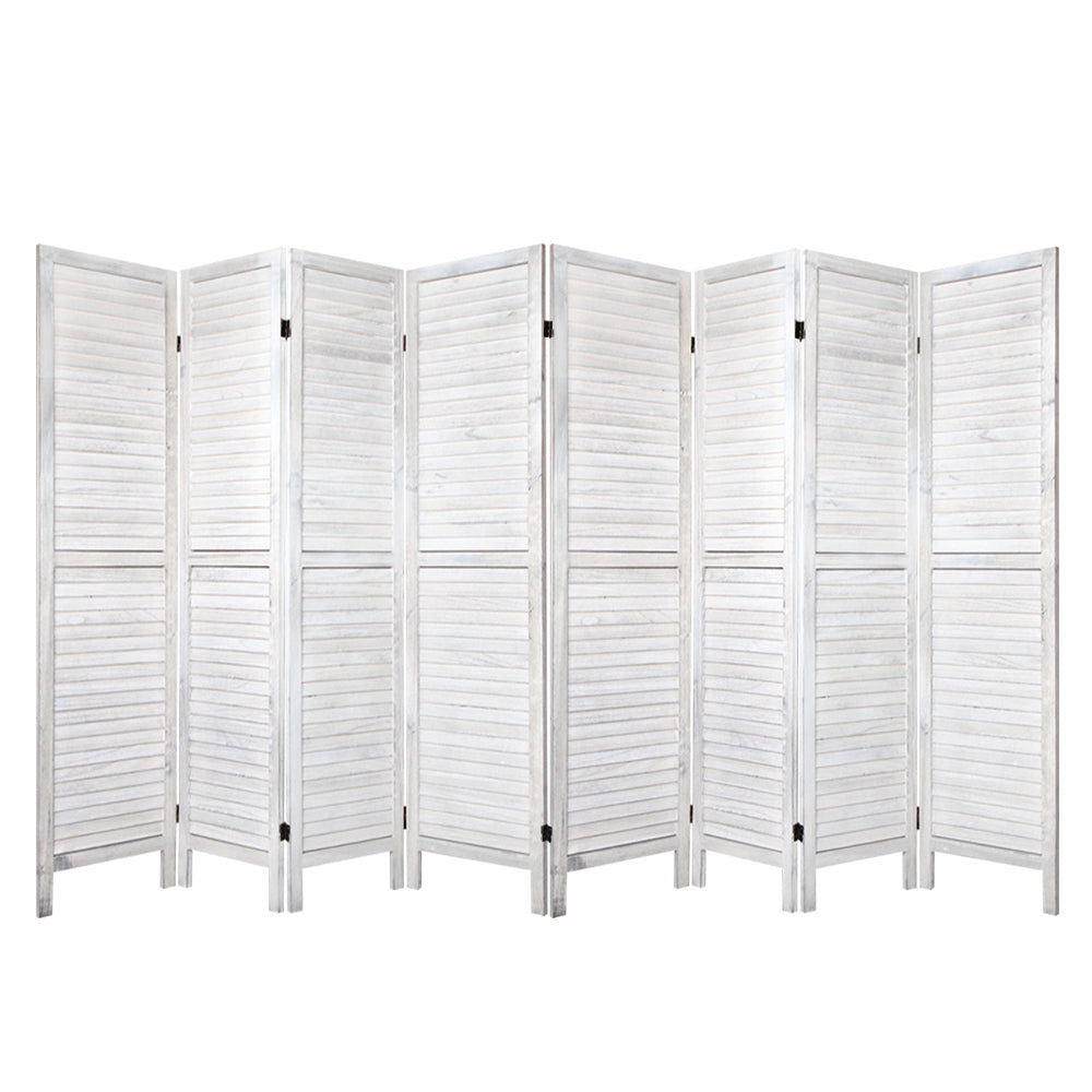 Room Divider Screen 8 Panel Privacy Wood Timber White - House Things Furniture > Living Room