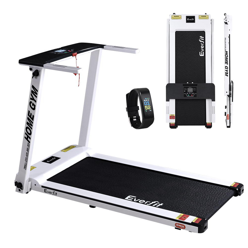 Everfit Electric Treadmill Running Machine Fully Foldable 420mm Belt White - House Things Sports & Fitness > Fitness Accessories