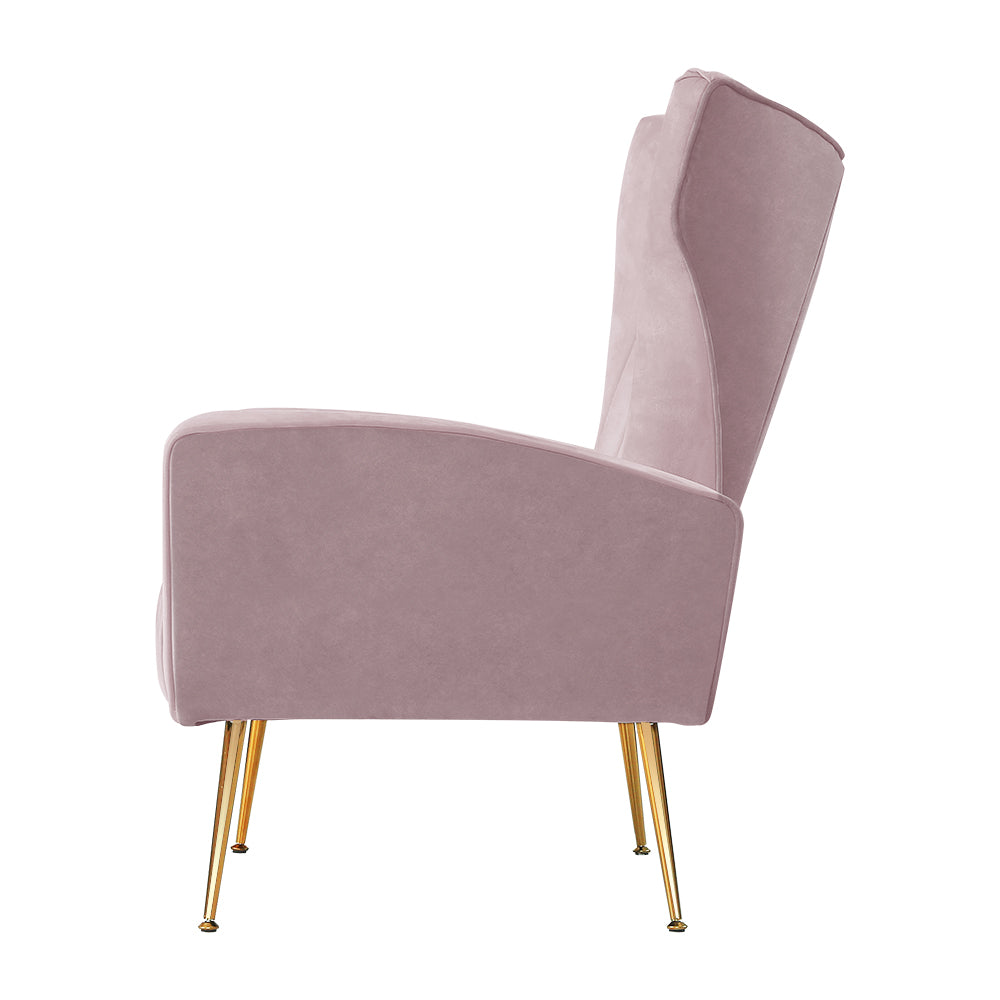 Velvet Sofa Pink Accent Armchairs Chairs Seat - House Things Furniture > Living Room