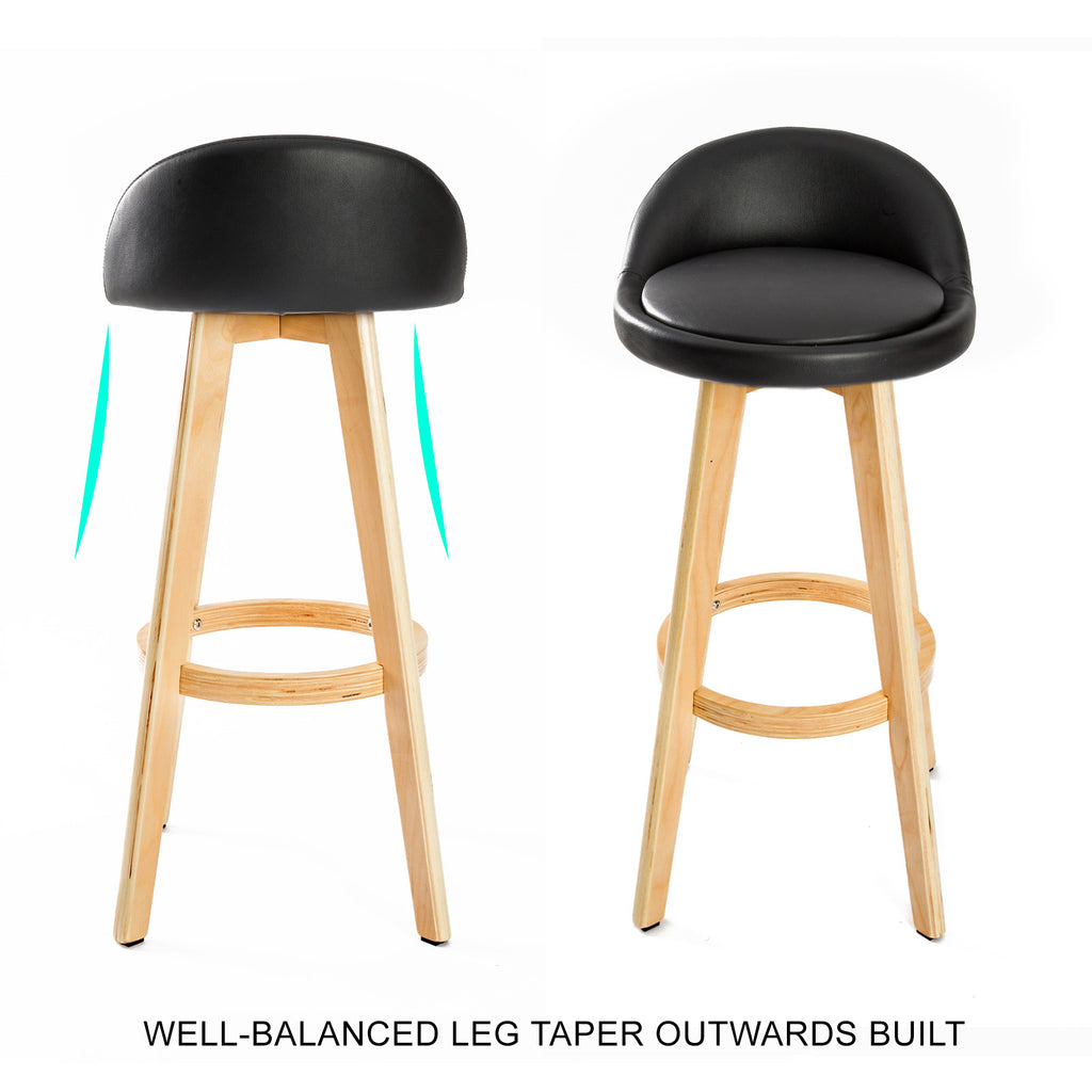 Carmen 4 Set 72cm Black Wooden Bar Stool Leather - House Things Furniture > Bar Stools & Chairs