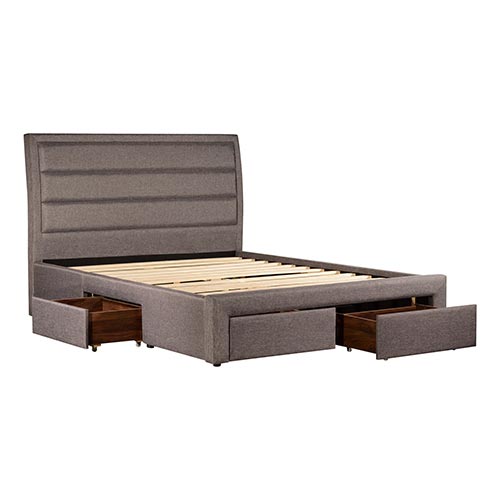 King Windsor Bed Frame with Storage drawers Light Grey House Things