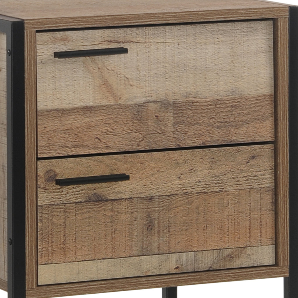 Bedside Table 2 drawers Night Stand Particle Board Construction in Oak Colour - House Things Furniture > Bedroom