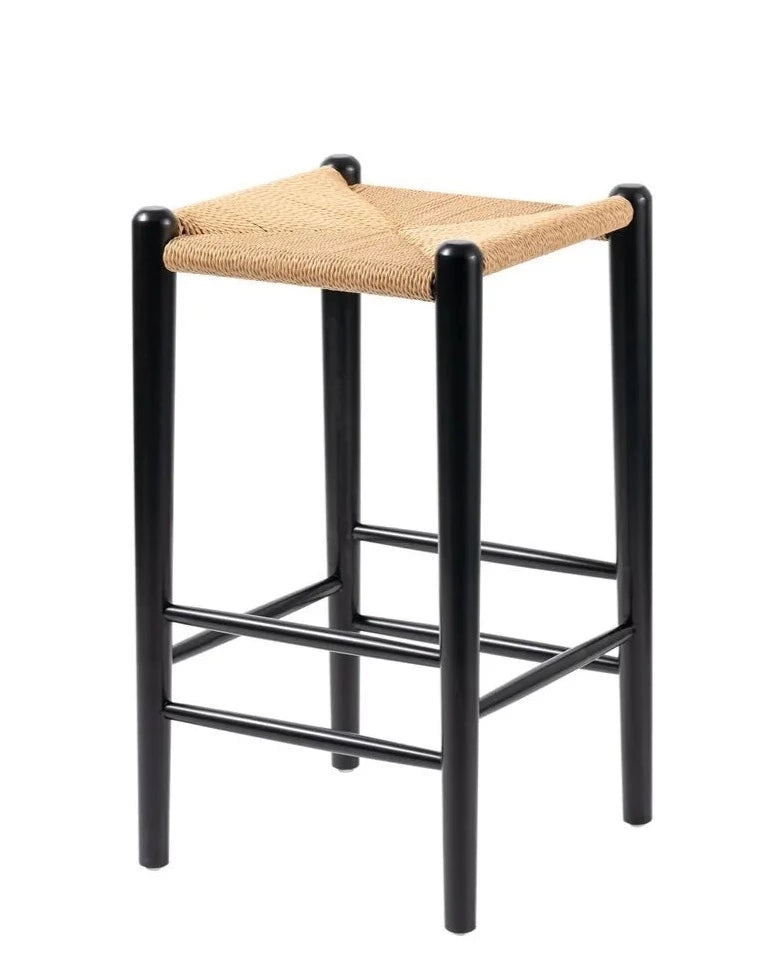 Meisha 65cm Comfort Top Wooden Kitchen Bar Stool - Natural & Black - House Things