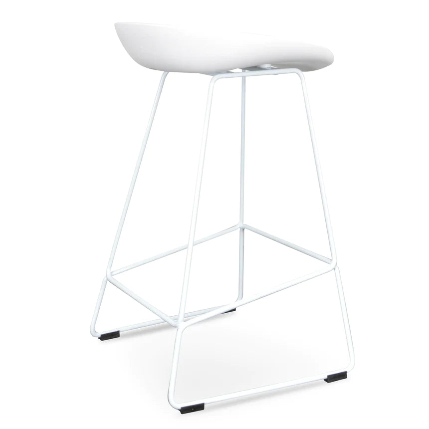 Millhaus 65cm Kitchen Stool x 1 - Moulded with Metal Legs - White - House Things