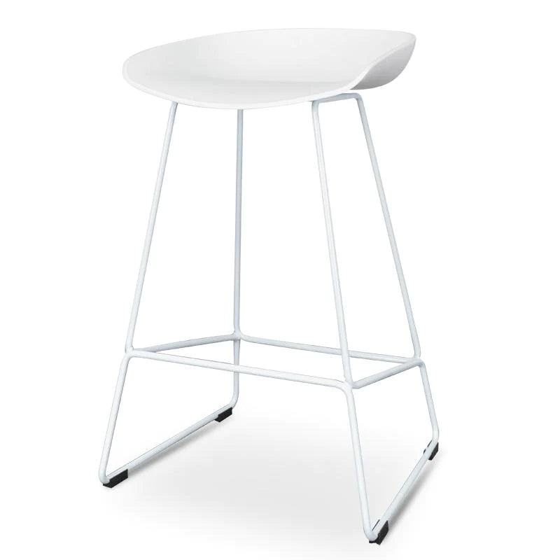 Millhaus 65cm Kitchen Stool x 1 - Moulded with Metal Legs - White - House Things