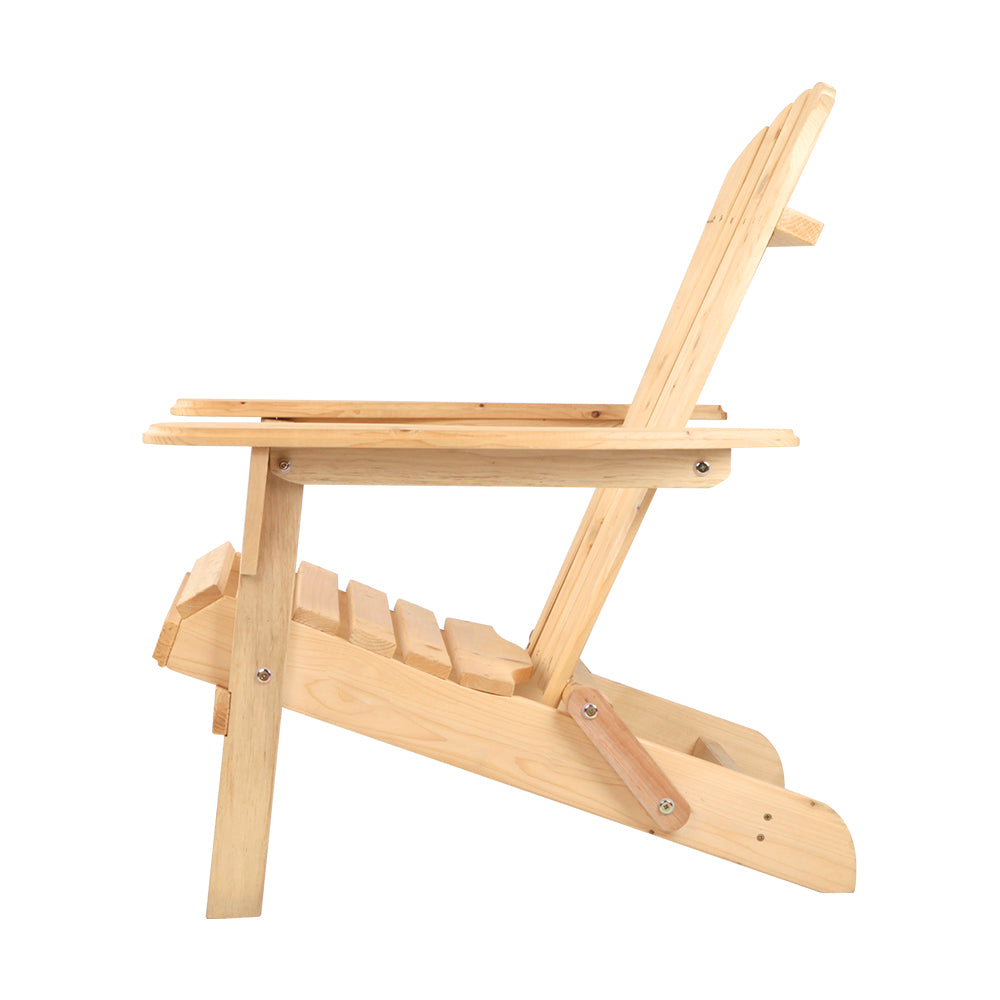 2pc Adirondack Outdoor Chairs Wooden Beach Chair Patio Furniture Garden Natural 