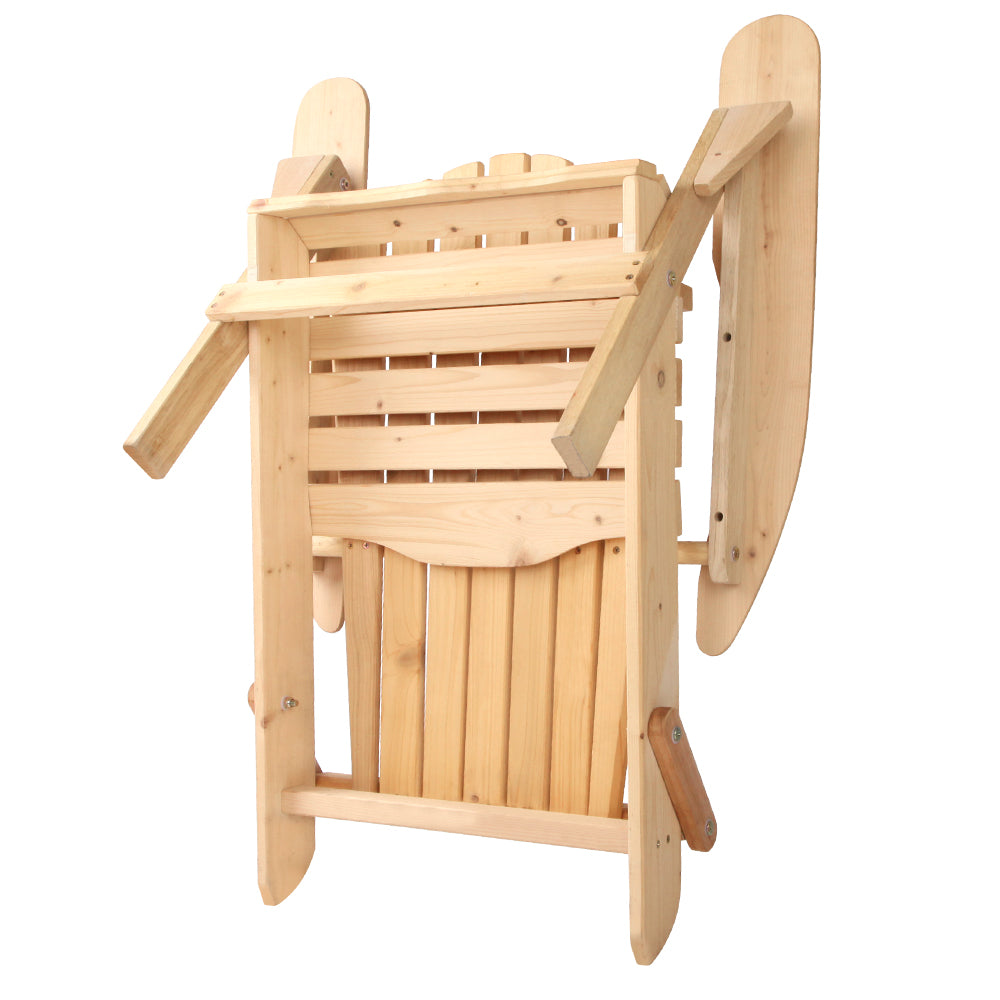2pc Adirondack Outdoor Chairs Wooden Beach Chair Patio Furniture Garden Natural 