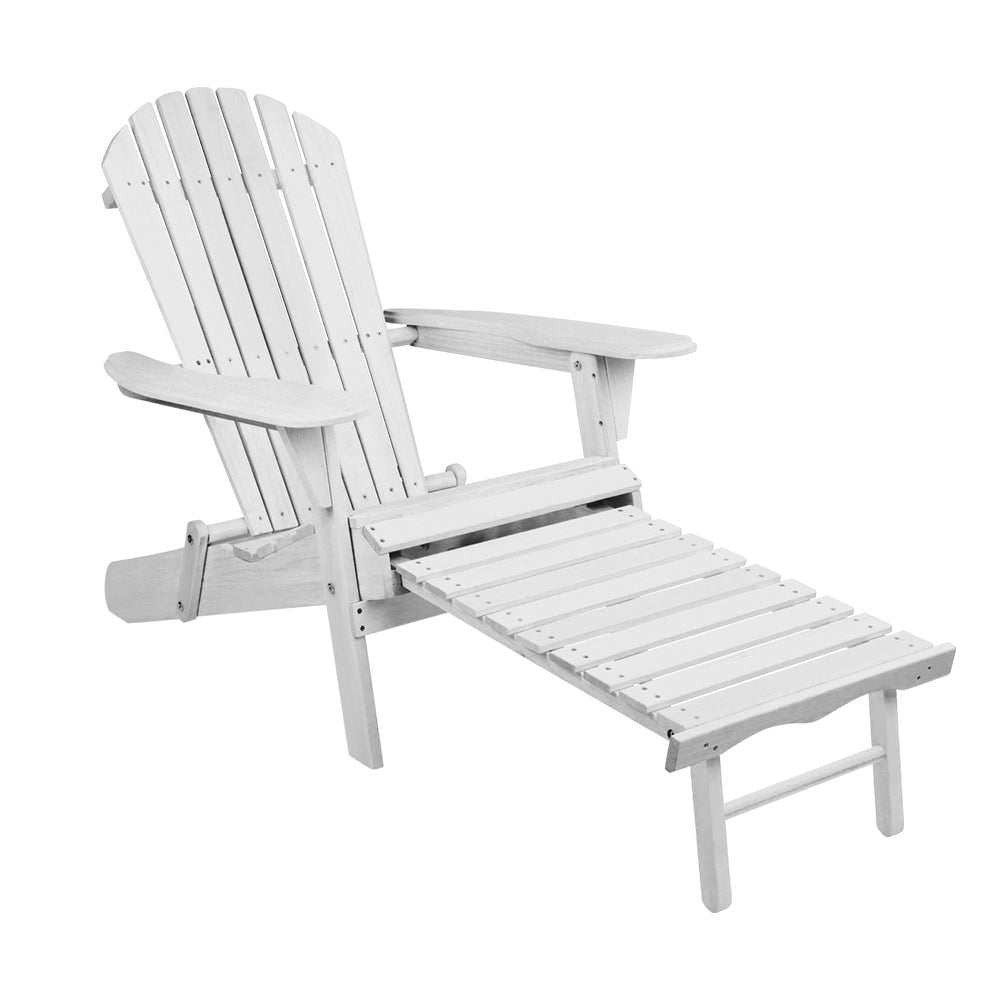 2pc Adirondack Outdoor Chairs Wood Foldable Sun Lounge Patio Furniture