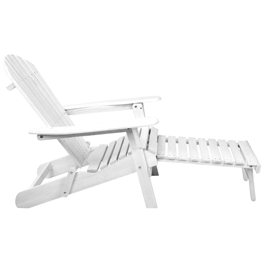 2pc Adirondack Outdoor Chairs Wood Foldable Sun Lounge Patio Furniture