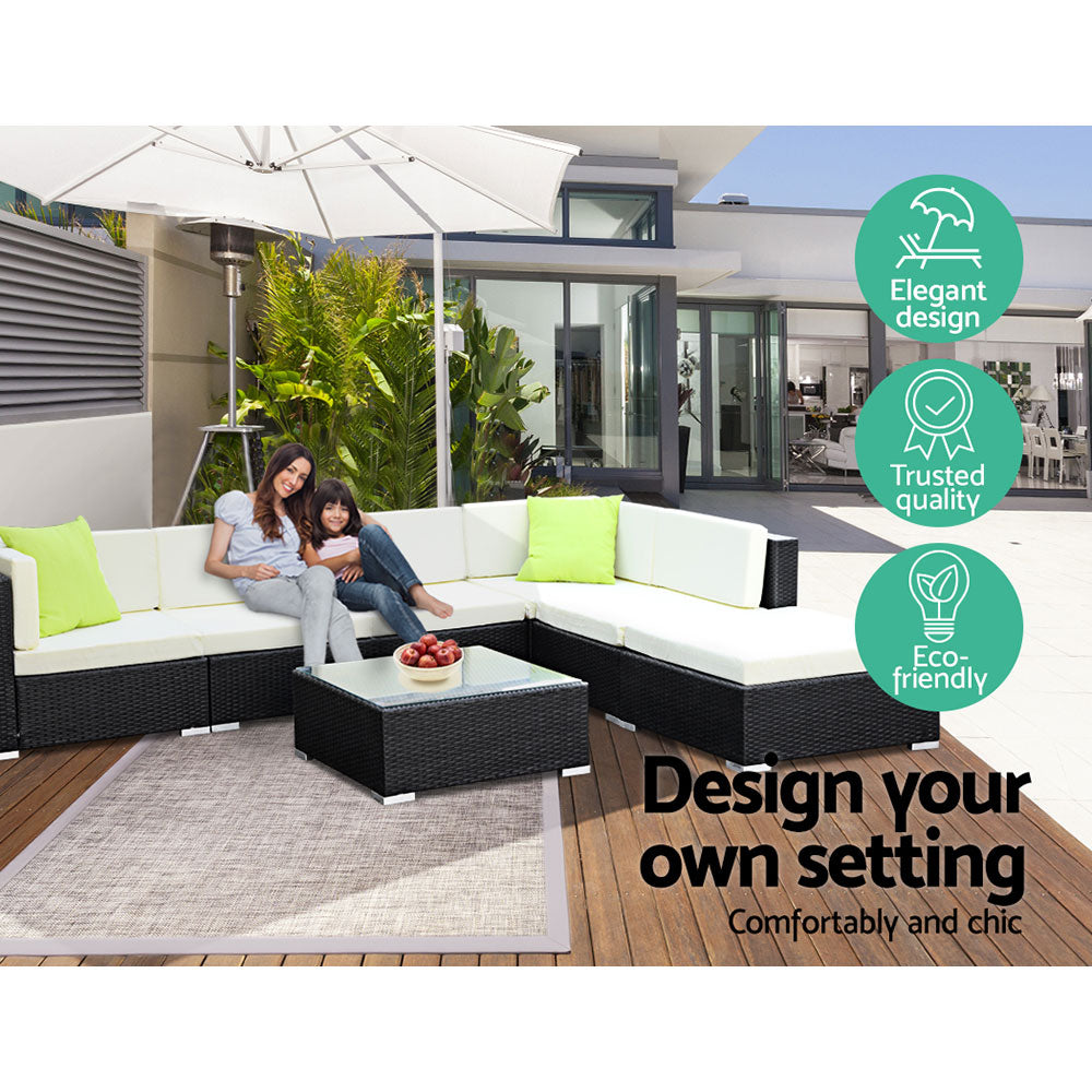 3pc Outdoor Wicker Lounge Sofa Furniture Set