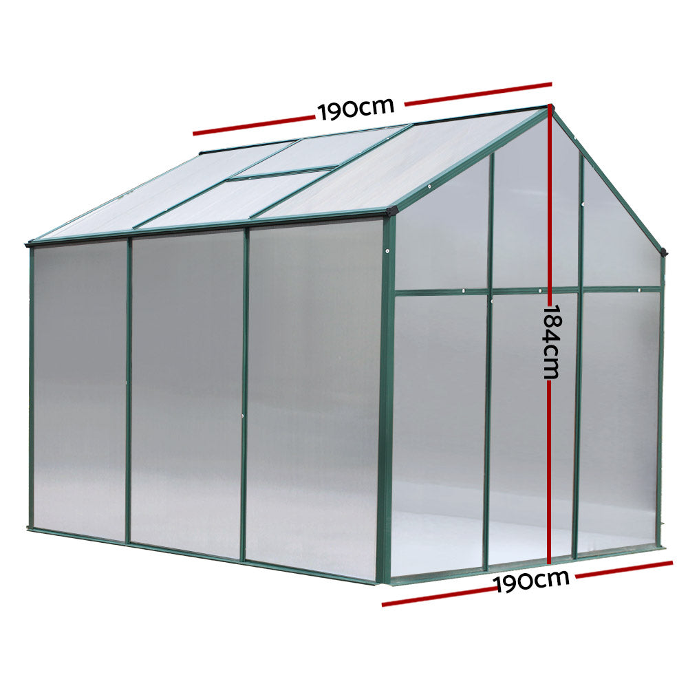 Greenfingers Greenhouse 1.9x1.9x1.83m AluminiumGreen House Garden Shed