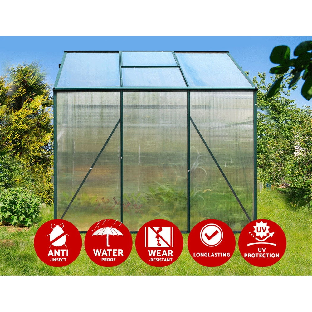 Greenfingers Greenhouse 1.9x1.9x1.83m AluminiumGreen House Garden Shed