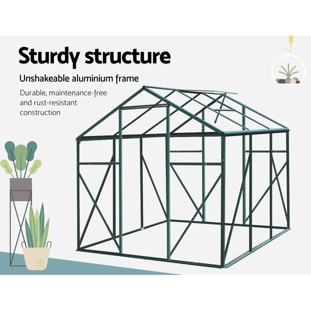 Greenfingers Greenhouse 1.9x1.9x1.83m AluminiumGreen House Garden Shed