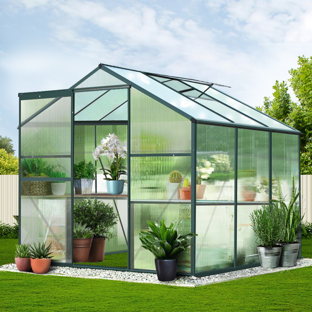 Greenfingers Greenhouse 1.9x1.9x1.83m AluminiumGreen House Garden Shed