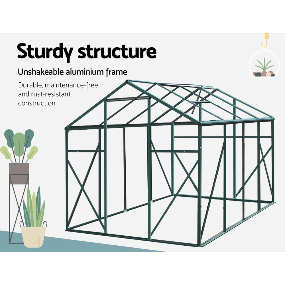 Greenfingers Greenhouse 2.52x1.9x1.83m Aluminium Green House Garden Shed