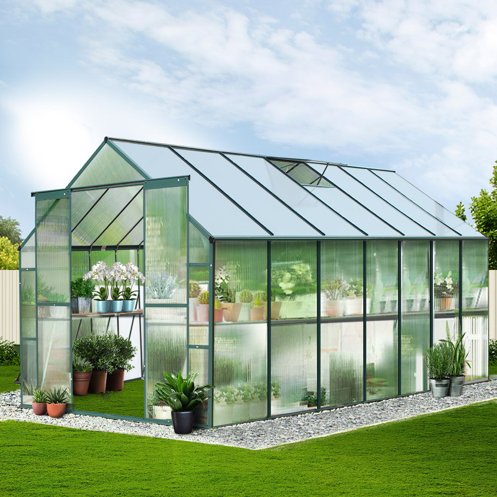 Greenfingers Greenhouse 4.43x2.44x2.15m Aluminium Green House Garden Shed