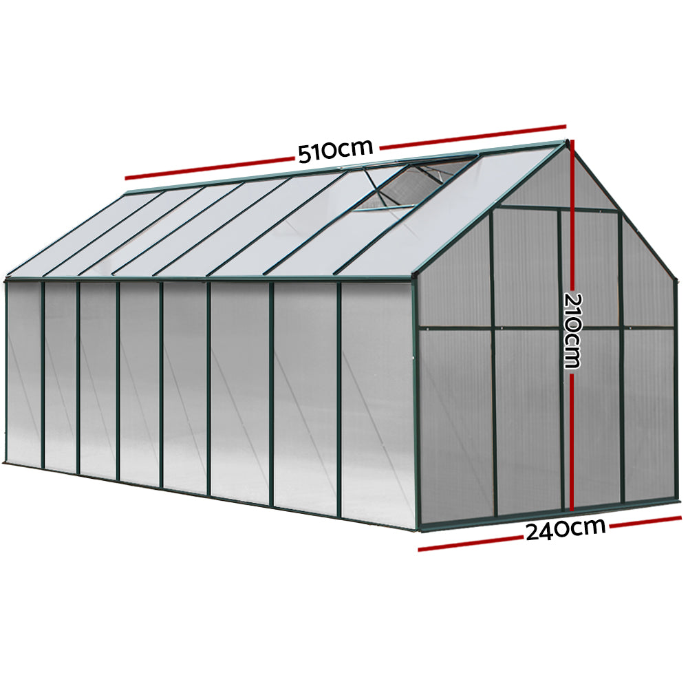 Greenfingers Greenhouse 5.1x2.44x2.1m Aluminium Green House Garden Shed