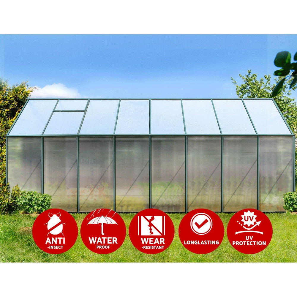 Greenfingers Greenhouse 5.1x2.44x2.1m Aluminium Green House Garden Shed
