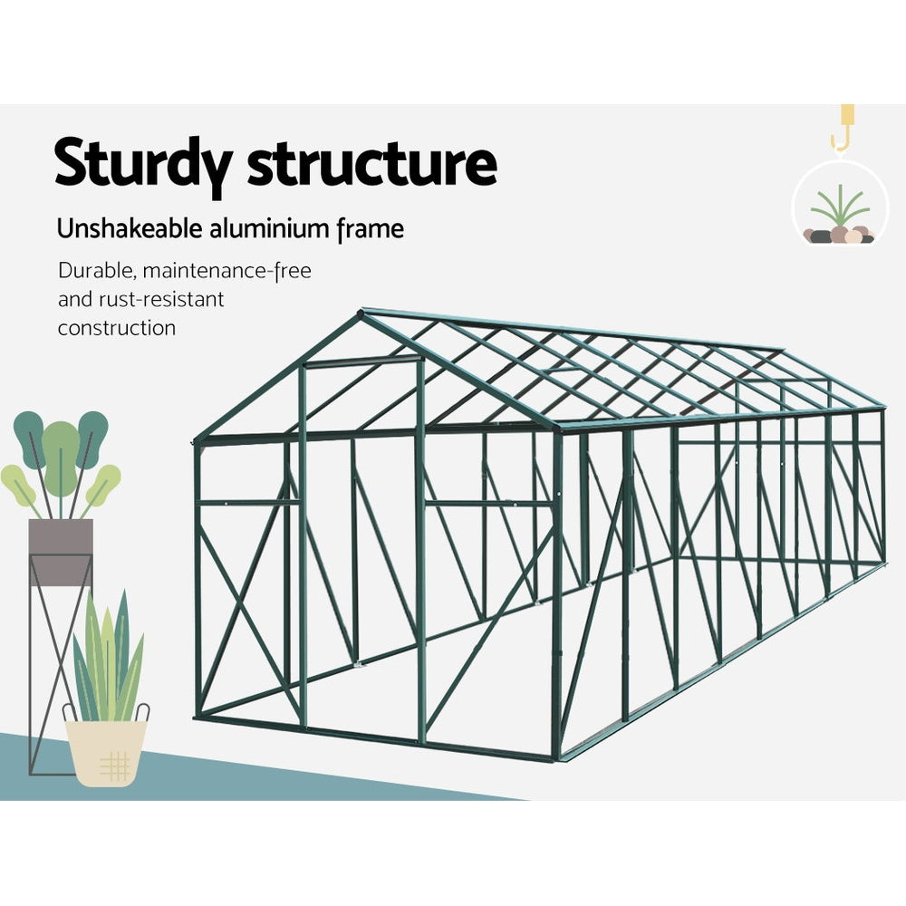 Greenfingers Greenhouse 5.1x2.44x2.1m Aluminium Green House Garden Shed