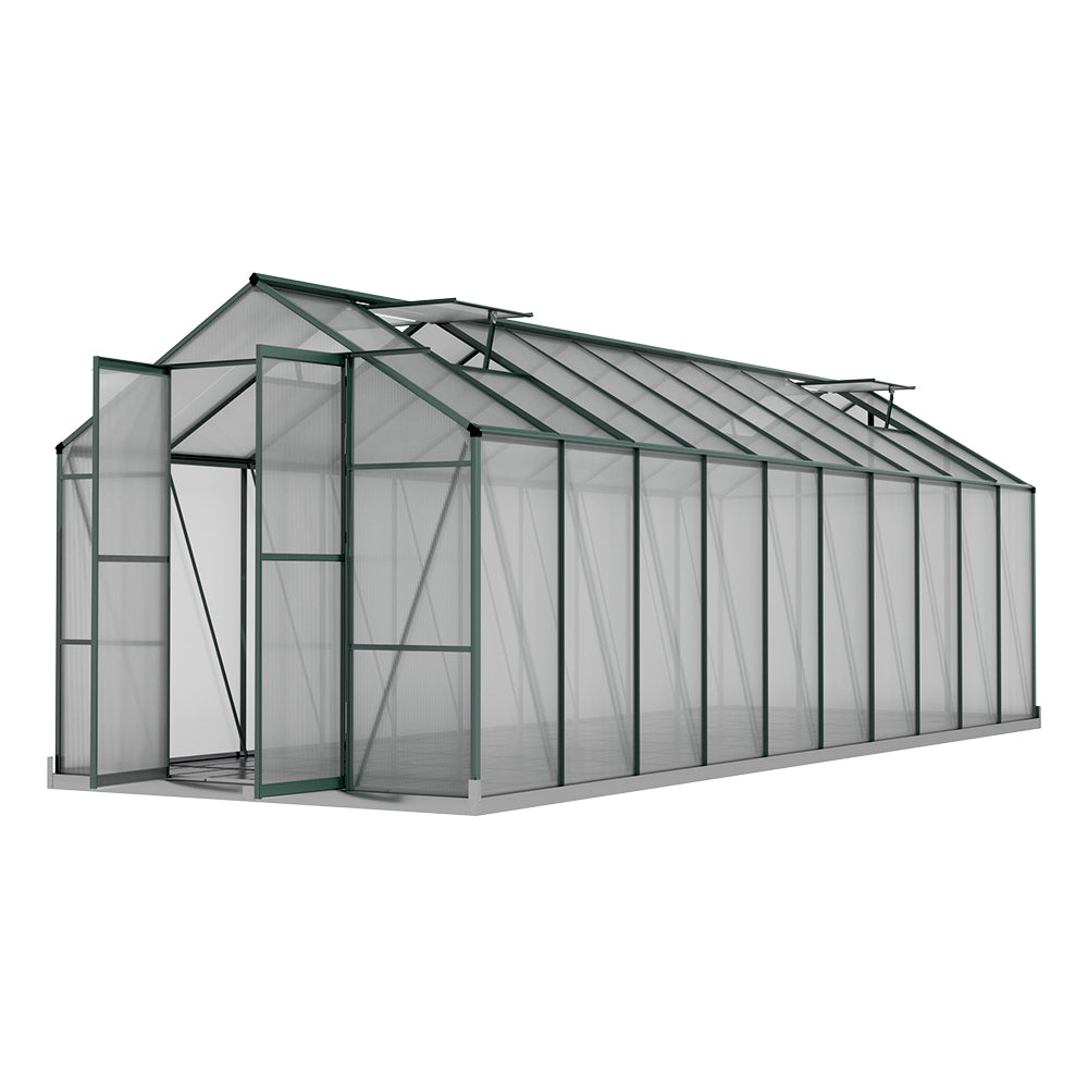 Greenfingers Greenhouse 6.3x2.44x2.1m Aluminium Green House Garden Shed