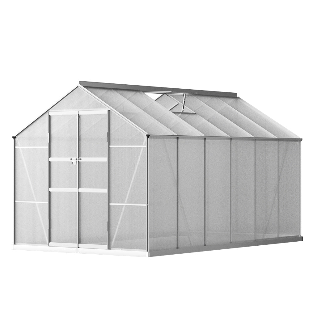 Greenfingers Greenhouse 3x2.5x2.26m Double Doors Aluminium Green House Garden Shed