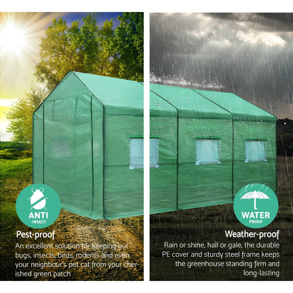 Greenfingers Greenhouse 3.5x2x2m Walk in Green House Tunnel Plant Garden Shed
