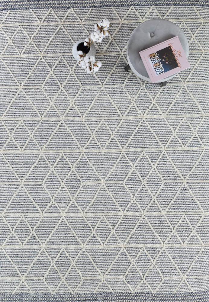 Albona Blue White Wool Rug