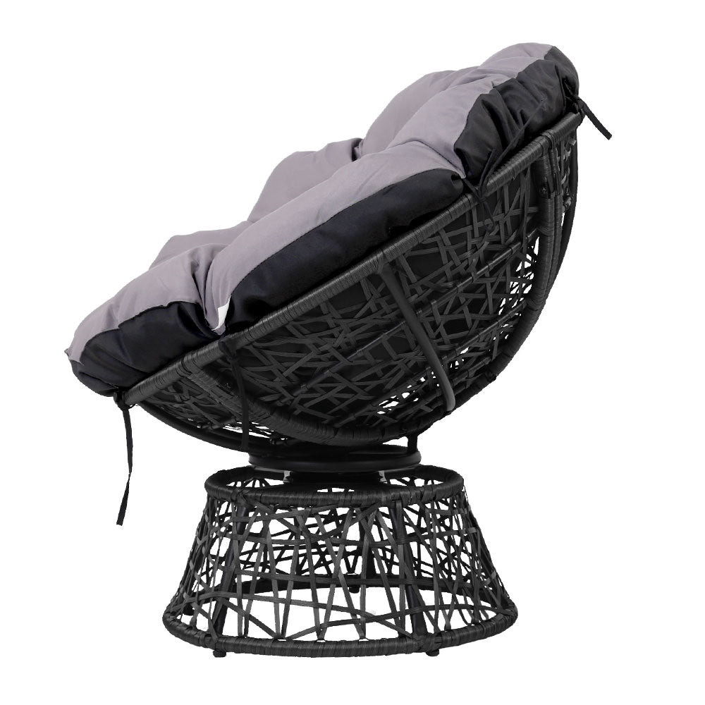 Papasan Chair and Side Table - Black